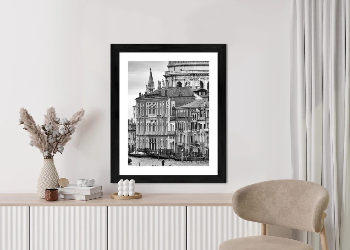 Plakat Czarno Biała Gondola Na Canale Grande