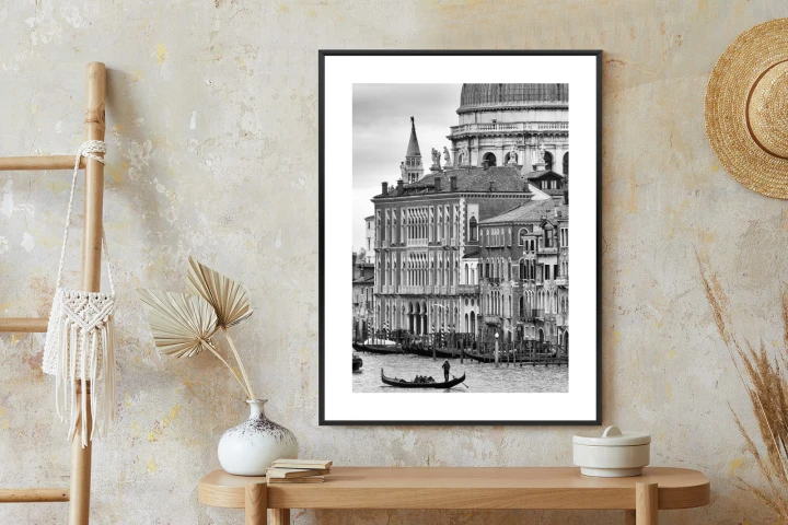 Plakat Czarno Biała Gondola Na Canale Grande