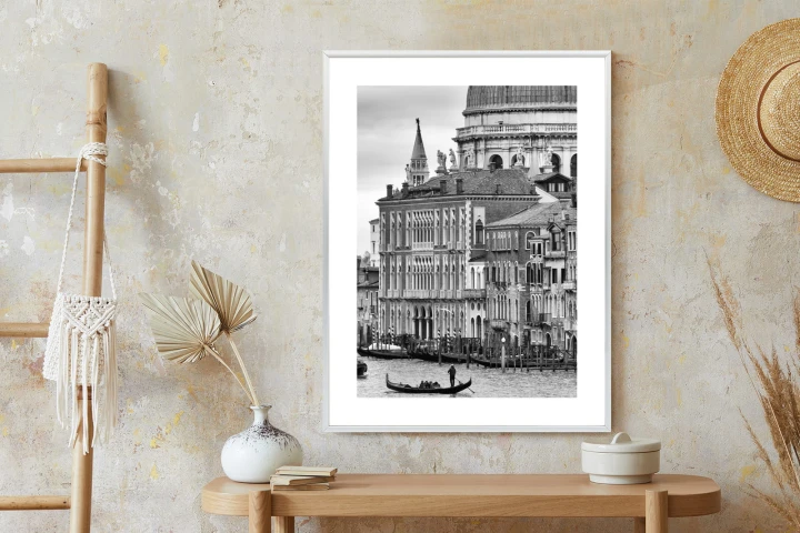 Plakat Czarno Biała Gondola Na Canale Grande