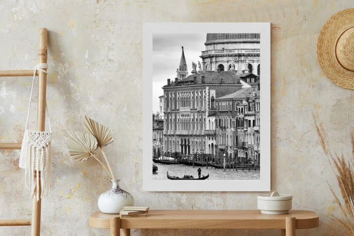 Plakat Czarno Biała Gondola Na Canale Grande