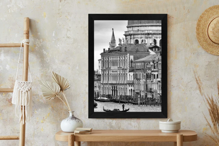 Plakat Czarno Biała Gondola Na Canale Grande