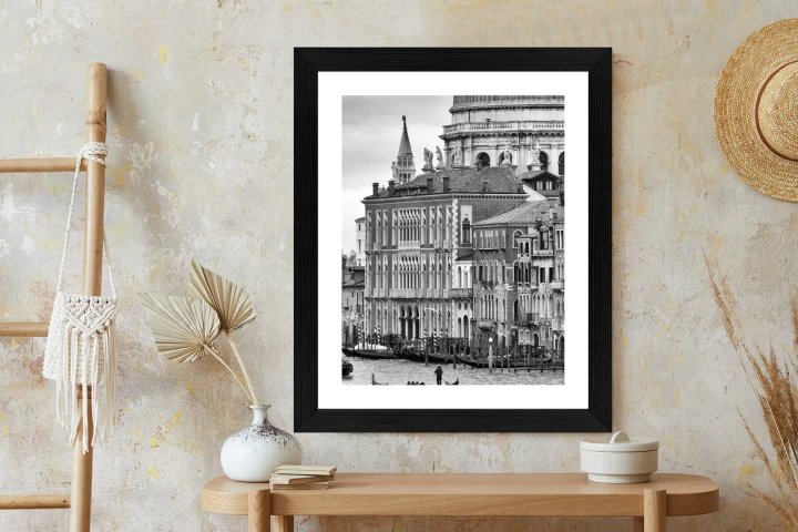 Plakat Czarno Biała Gondola Na Canale Grande