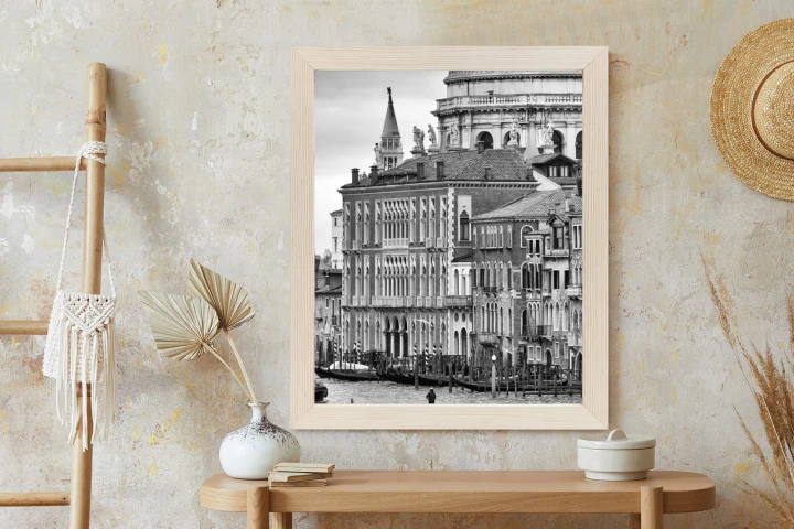 Plakat Czarno Biała Gondola Na Canale Grande