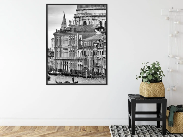 Plakat Czarno Biała Gondola Na Canale Grande