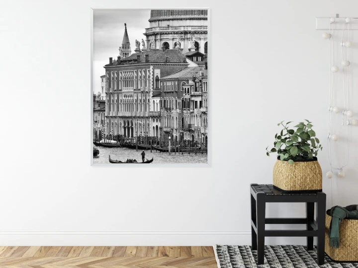 Plakat Czarno Biała Gondola Na Canale Grande