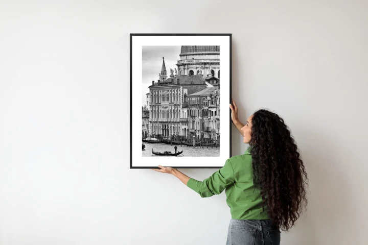 Plakat Czarno Biała Gondola Na Canale Grande