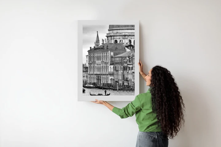 Plakat Czarno Biała Gondola Na Canale Grande