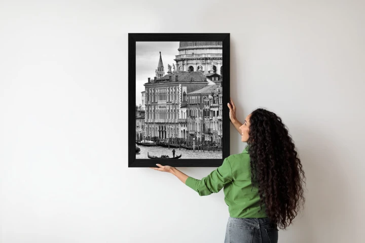 Plakat Czarno Biała Gondola Na Canale Grande