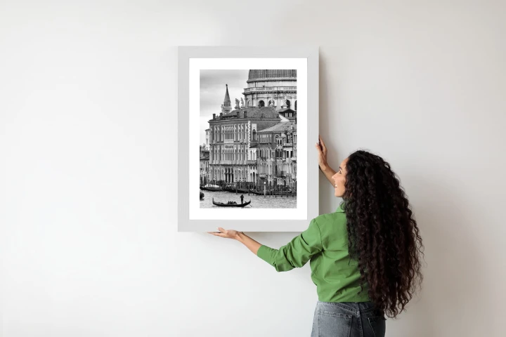 Plakat Czarno Biała Gondola Na Canale Grande