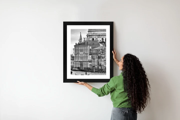 Plakat Czarno Biała Gondola Na Canale Grande