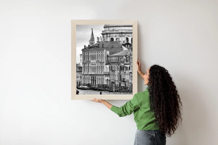 Plakat Czarno Biała Gondola Na Canale Grande