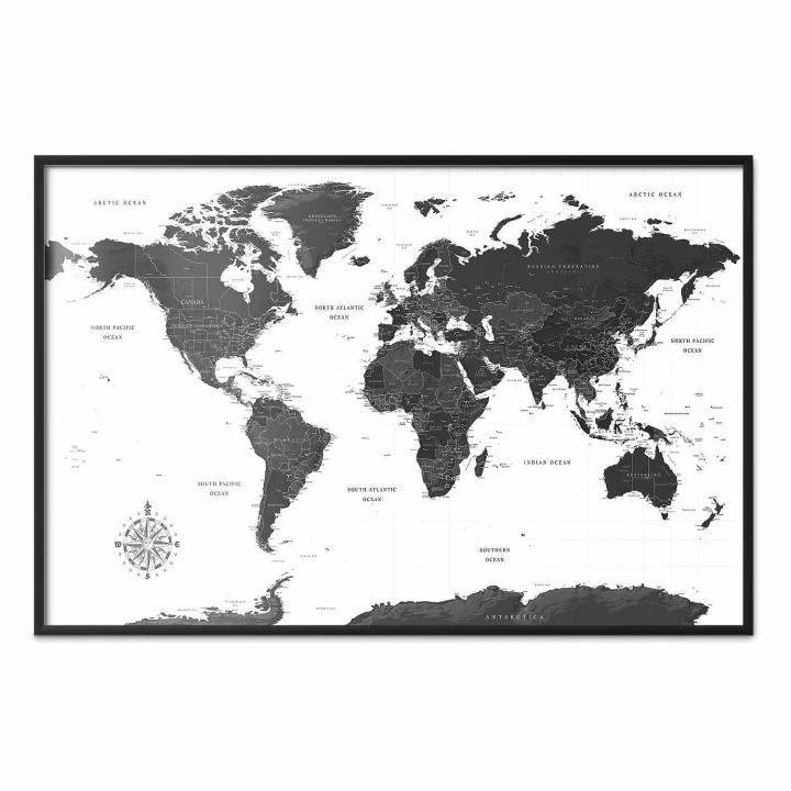 Plakat - Monochromatyczna mapa