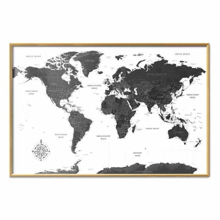 Plakat - Monochromatyczna mapa