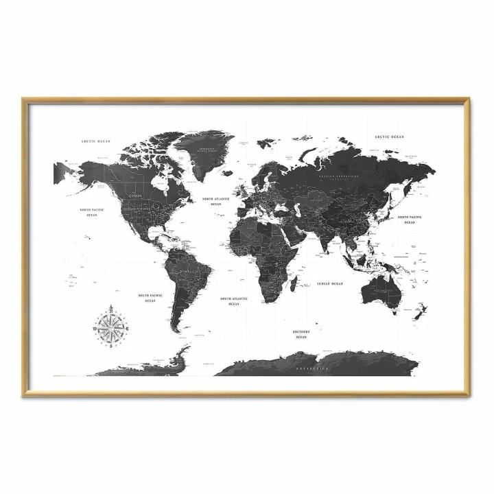 Plakat - Monochromatyczna mapa