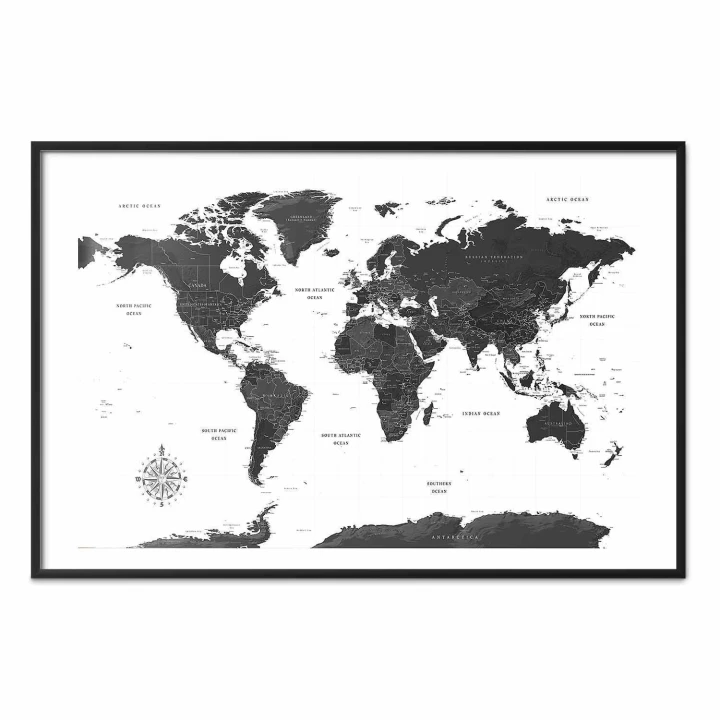 Plakat - Monochromatyczna mapa