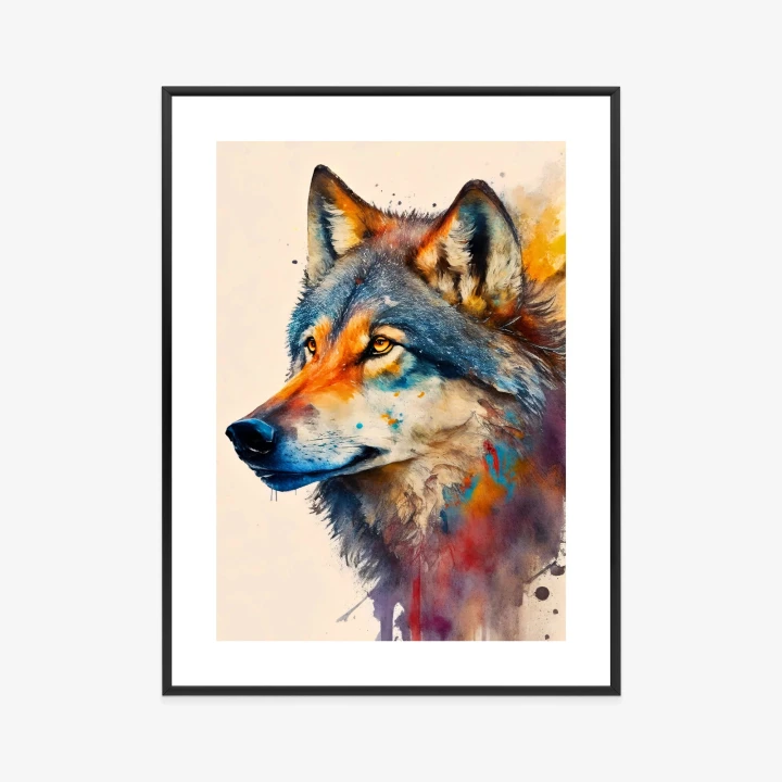 Plakat Portret Z Kolorowym Wilkiem