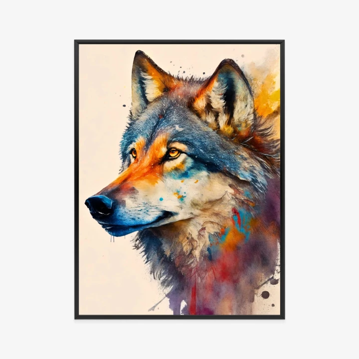 Plakat Portret Z Kolorowym Wilkiem
