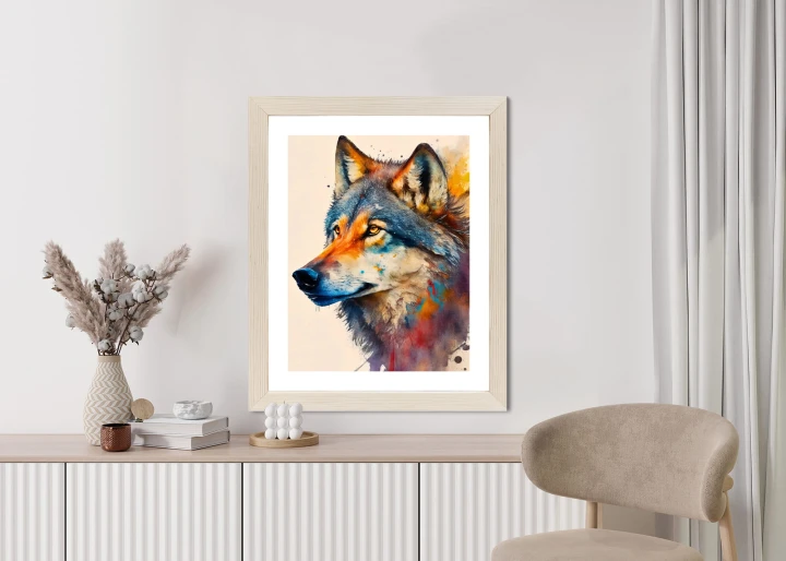 Plakat Portret Z Kolorowym Wilkiem