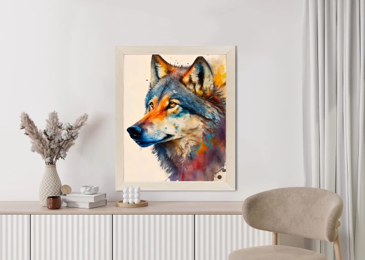 Plakat Portret Z Kolorowym Wilkiem