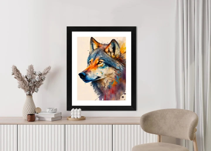 Plakat Portret Z Kolorowym Wilkiem