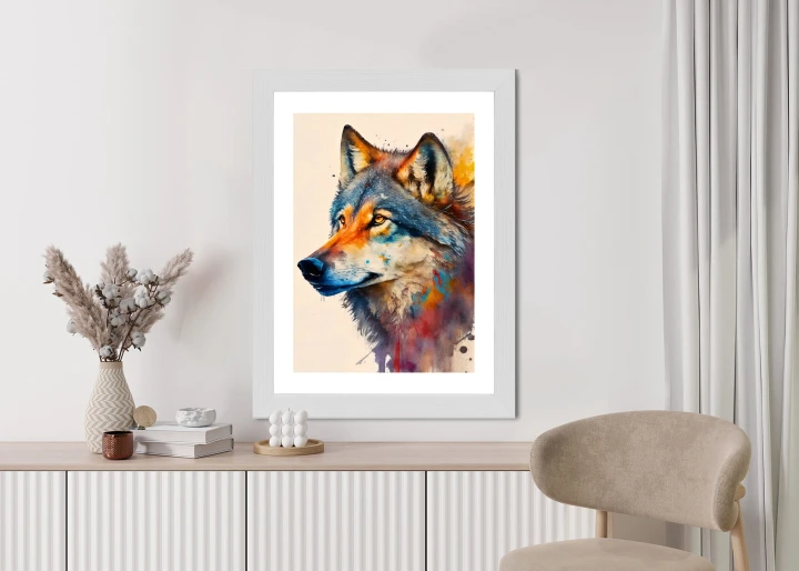 Plakat Portret Z Kolorowym Wilkiem