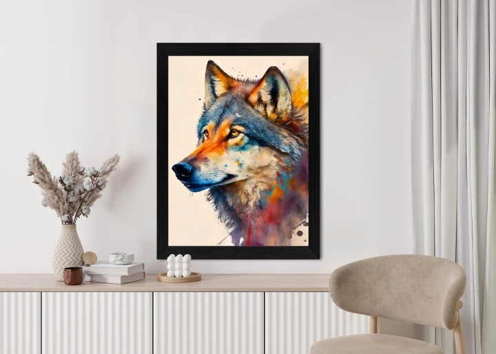 Plakat Portret Z Kolorowym Wilkiem