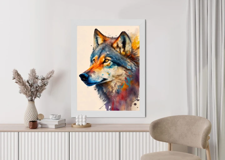 Plakat Portret Z Kolorowym Wilkiem