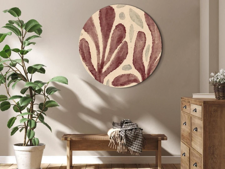 Obraz okrągły - Liście i plamy - duże rozedrgane kształty inspirowane Matisse