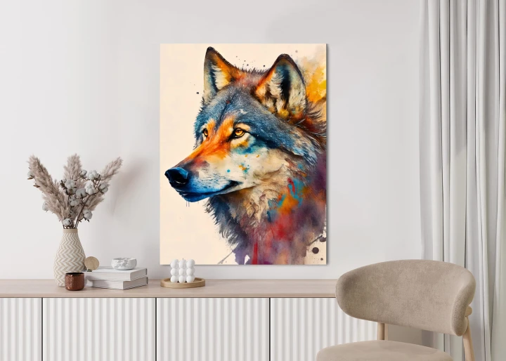 Plakat Portret Z Kolorowym Wilkiem