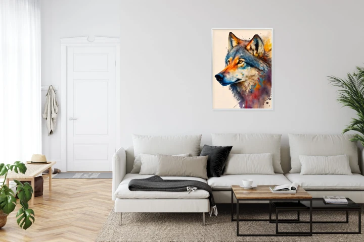 Plakat Portret Z Kolorowym Wilkiem