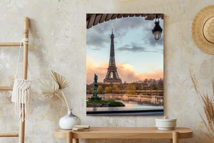 Plakat Widok Na Wieżę Eiffla Z Mostu Bir Hakeim