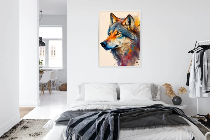Plakat Portret Z Kolorowym Wilkiem