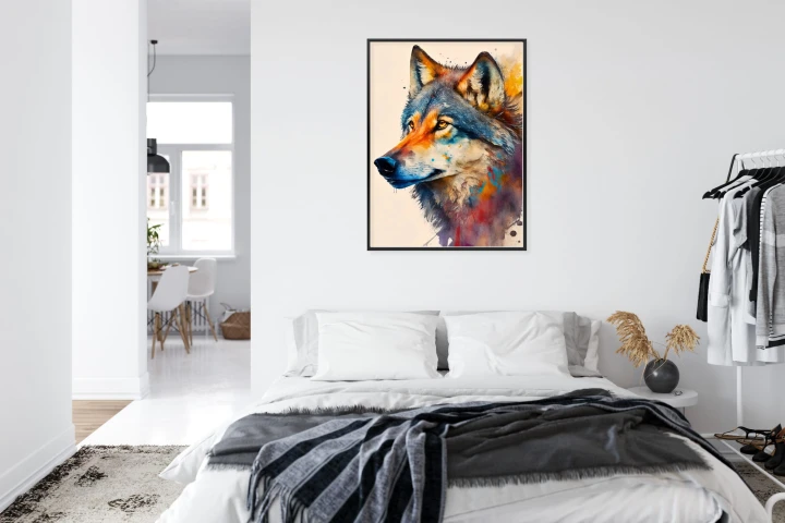 Plakat Portret Z Kolorowym Wilkiem