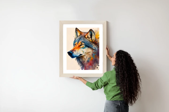 Plakat Portret Z Kolorowym Wilkiem