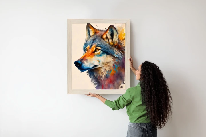 Plakat Portret Z Kolorowym Wilkiem