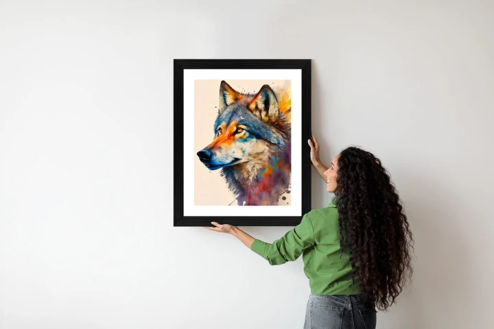 Plakat Portret Z Kolorowym Wilkiem