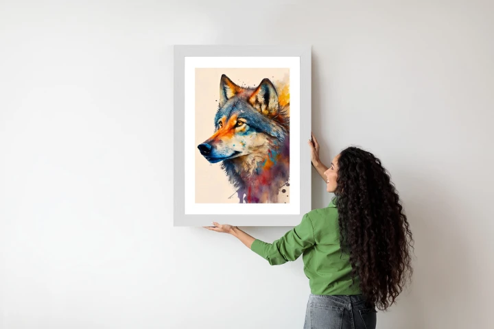 Plakat Portret Z Kolorowym Wilkiem