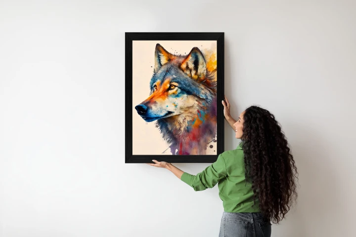 Plakat Portret Z Kolorowym Wilkiem