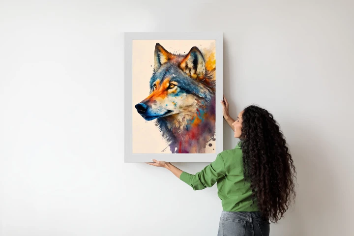 Plakat Portret Z Kolorowym Wilkiem