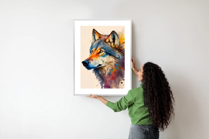 Plakat Portret Z Kolorowym Wilkiem