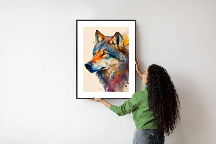 Plakat Portret Z Kolorowym Wilkiem
