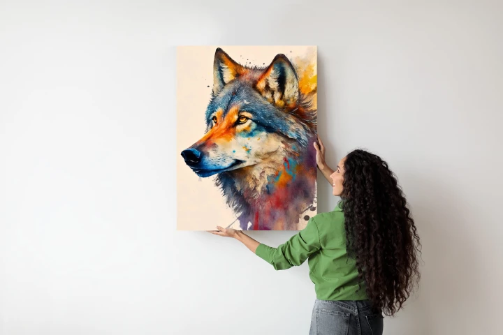 Plakat Portret Z Kolorowym Wilkiem
