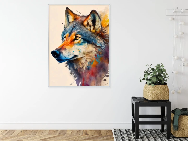 Plakat Portret Z Kolorowym Wilkiem
