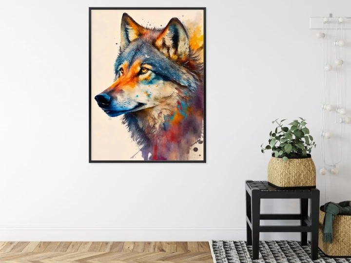 Plakat Portret Z Kolorowym Wilkiem