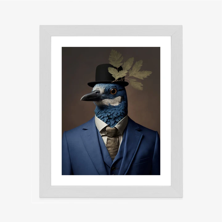 Plakat Ptak W Niebieskim Garniturze