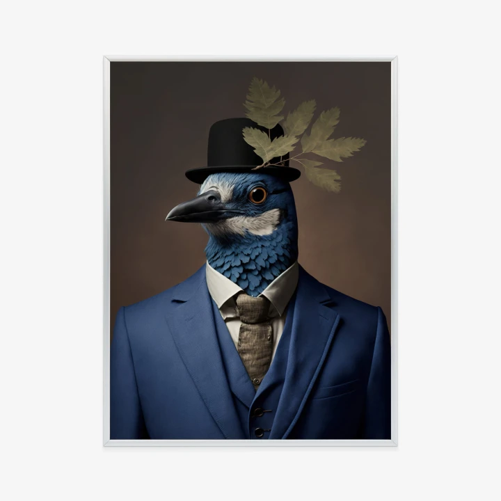 Plakat Ptak W Niebieskim Garniturze