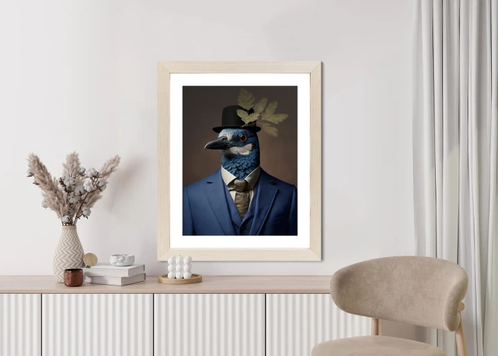 Plakat Ptak W Niebieskim Garniturze