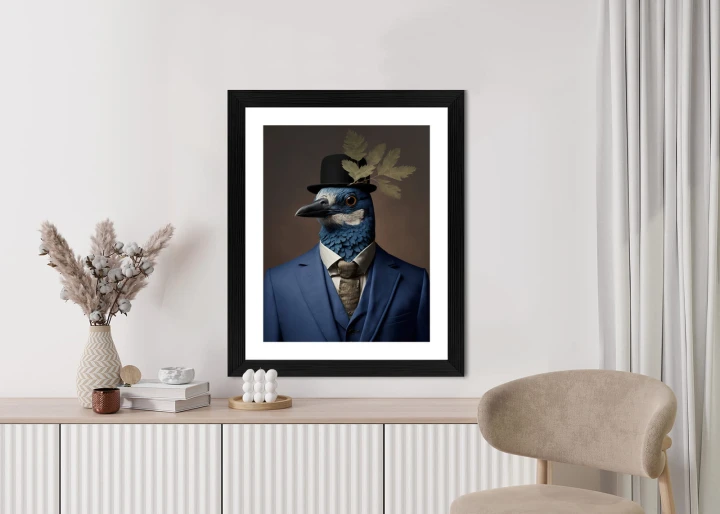 Plakat Ptak W Niebieskim Garniturze