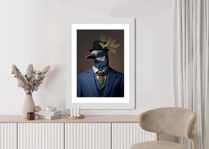 Plakat Ptak W Niebieskim Garniturze