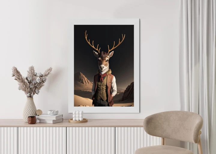Plakat Ubrany Jeleń Na Pustyni